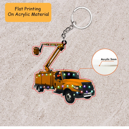 Personalized Truck Christmas Ornament, Lineman Bucket Truck, Custom Ornament Christmas Gift, Keychain Truck, Car Ornament Truck