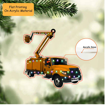 Personalized Truck Christmas Ornament, Lineman Bucket Truck, Custom Ornament Christmas Gift, Keychain Truck, Car Ornament Truck