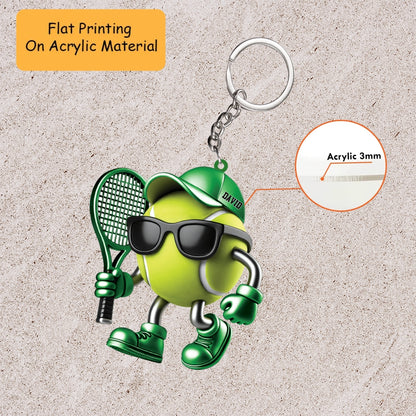 Personalized Tennis Christmas Ornament, Cool Metallic Tennis Mascot, Custom Ornament Christmas Gift, Keychain Bowling, Car Ornament Bowling