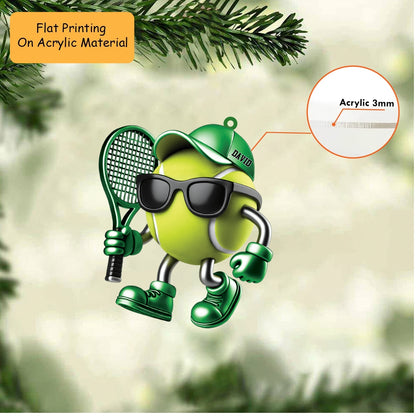 Personalized Tennis Christmas Ornament, Cool Metallic Tennis Mascot, Custom Ornament Christmas Gift, Keychain Bowling, Car Ornament Bowling