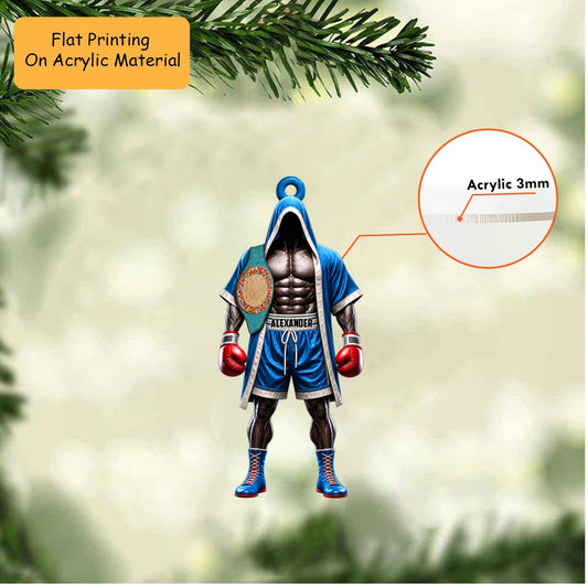 Personalized Boxing Christmas Ornament, Faceless Champion Robe, Custom Ornament Christmas Gift, Keychain Bowling, Car Ornament Bowling
