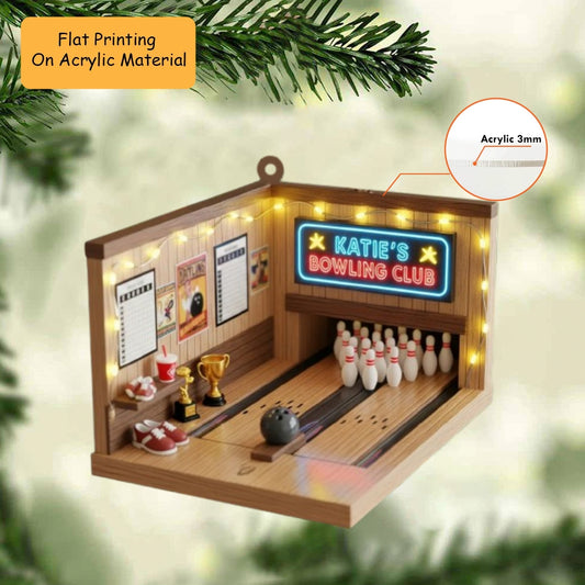 Personalized Bowling Acrylic Ornament, Bowling 2d Flat Ornament, Bowling Keychain, Car Ornament, Christmas Ornament Gifts