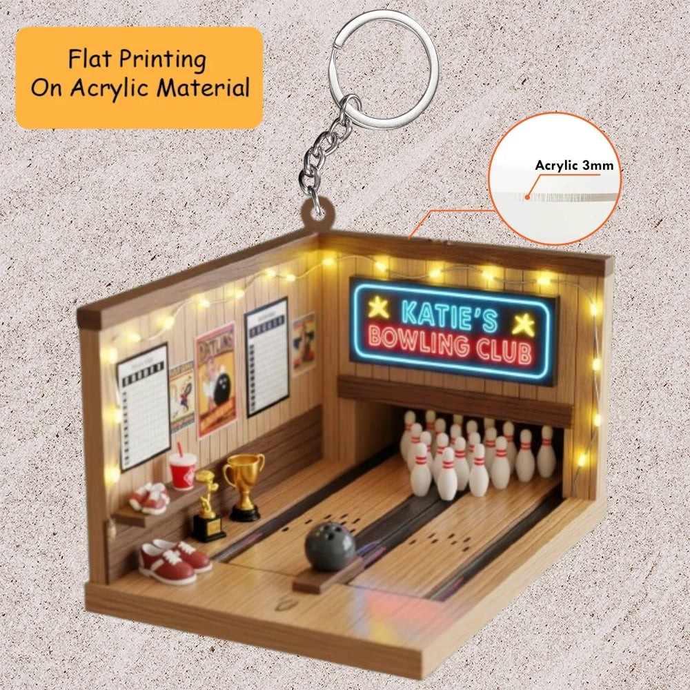 Personalized Bowling Acrylic Ornament, Bowling 2d Flat Ornament, Bowling Keychain, Car Ornament, Christmas Ornament Gifts