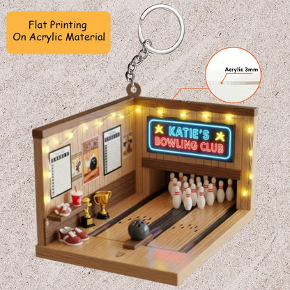 Personalized Bowling Acrylic Ornament, Bowling 2d Flat Ornament, Bowling Keychain, Car Ornament, Christmas Ornament Gifts