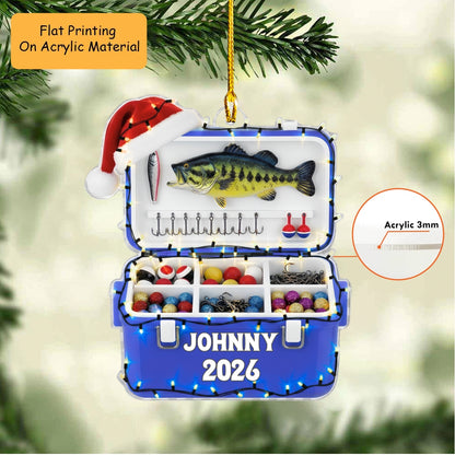 Personalized Fishing Christmas Flat Printed Acrylic Ornament, Fishing Tackle Box, Custom Ornament Christmas Gift, Keychain Fishing, Car Ornament Fishing