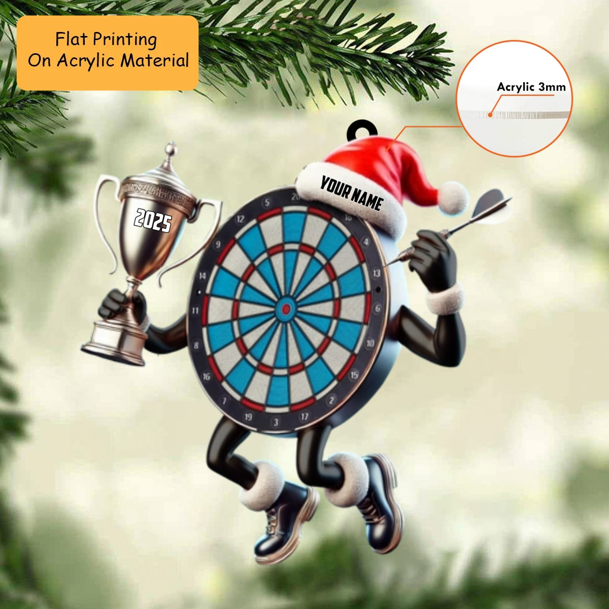 Personalized Dart Board Holding Pins Acrylic Ornament, Dart Board Keychain, Car Ornament, Christmas Ornament Gifts