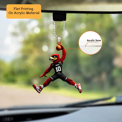 Personalized Basketball Christmas Ornament, Bird Mascot Slam Dunk, Custom Ornament Christmas Gift, Keychain Basketball, Car Ornament Basketball