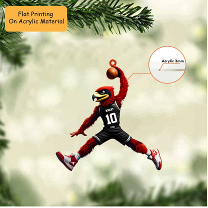 Personalized Basketball Christmas Ornament, Bird Mascot Slam Dunk, Custom Ornament Christmas Gift, Keychain Basketball, Car Ornament Basketball
