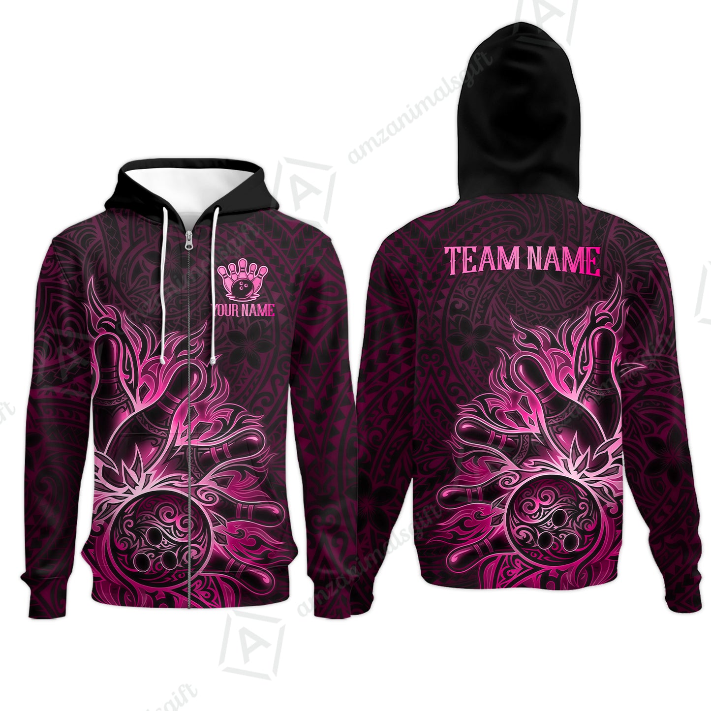 Zip Hoodie||Pink