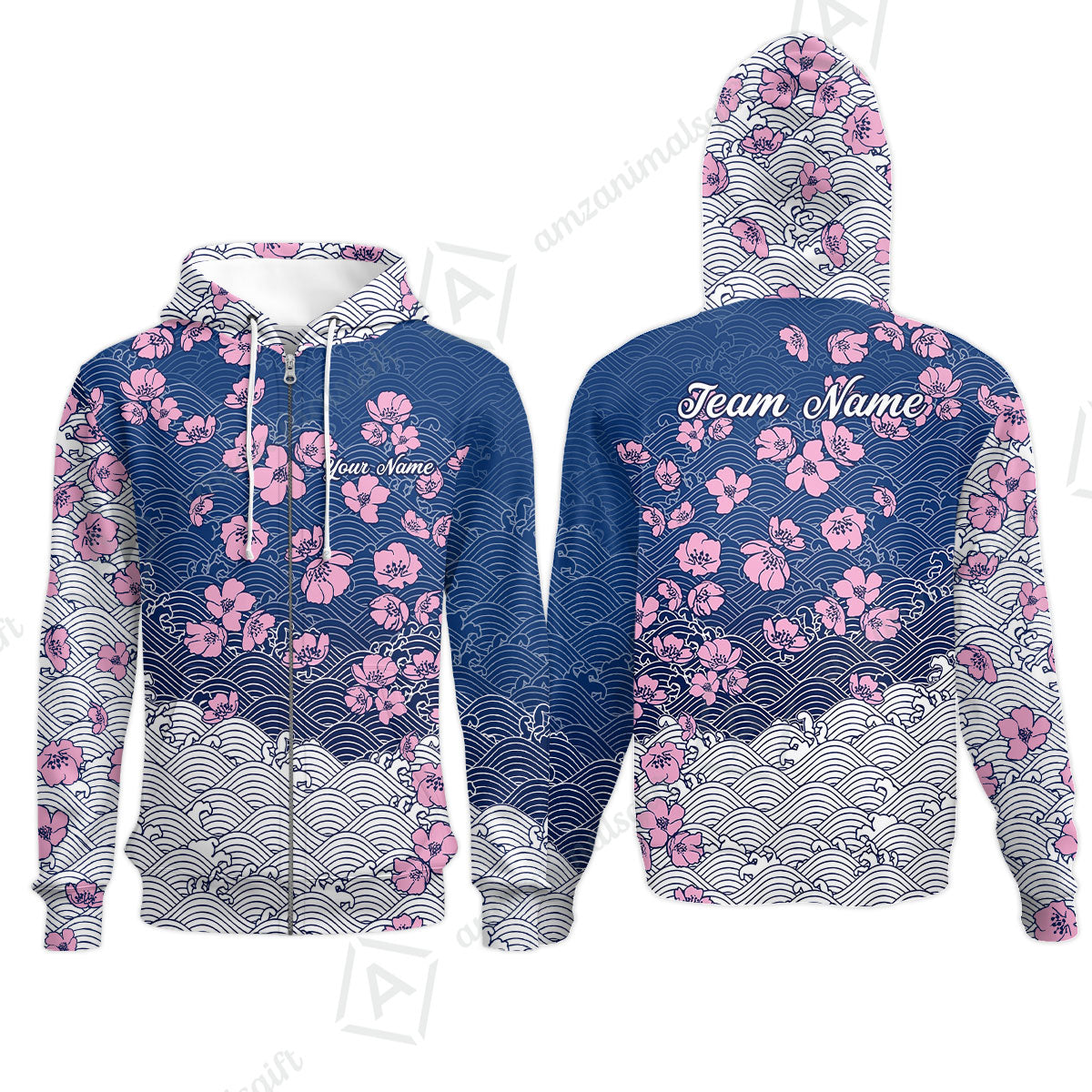 Customized Bowling Quarter-Zip Jersey Polo Shirts, Flowers Cherry Blossom Bowling Shirt For Tournament Team Men Women Bowlers