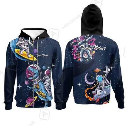 Customized Bowling Unisex Polo Shirt, Seraphic Galaxy Astronaut, Bowling Uniforms, Personalized Name And Team Name