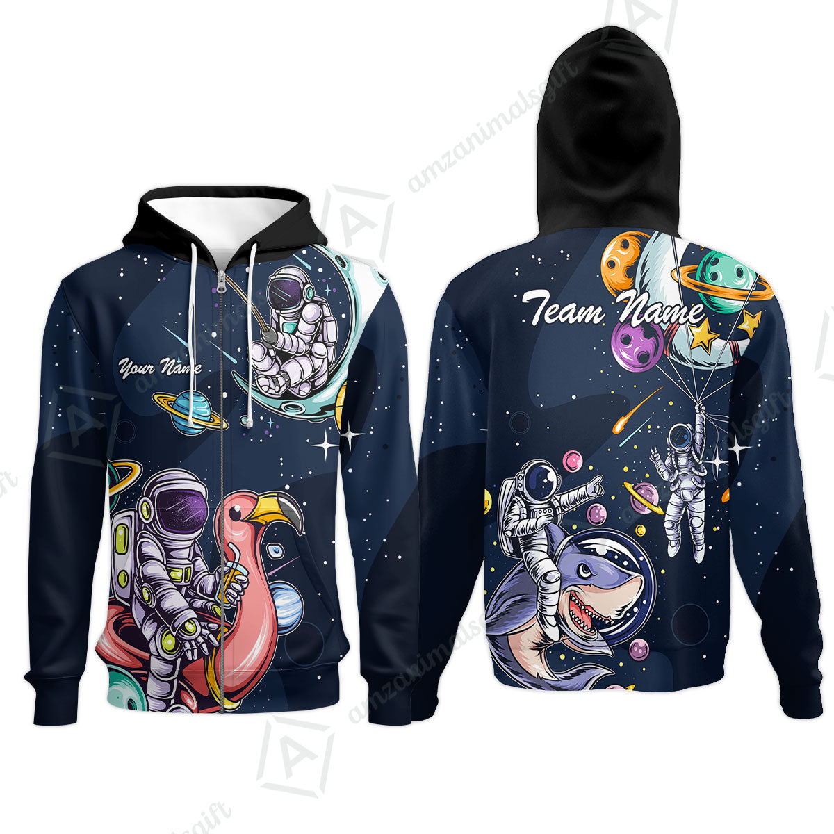 Customized Bowling Unisex Polo Shirt, Galaxy Astronaut, Bowling Uniforms, Personalized Name And Team Name