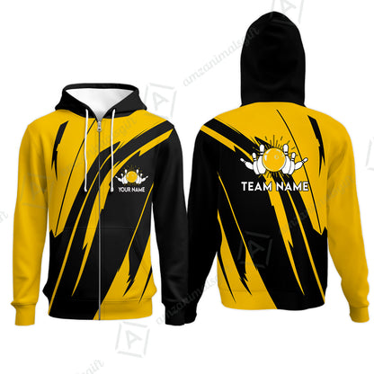 Custom Bowling Team Jerseys Polo Shirts, Ocean Blue Yellow Bowling uniforms, Custom Bowling Shirts With Personalized Name And Team Name