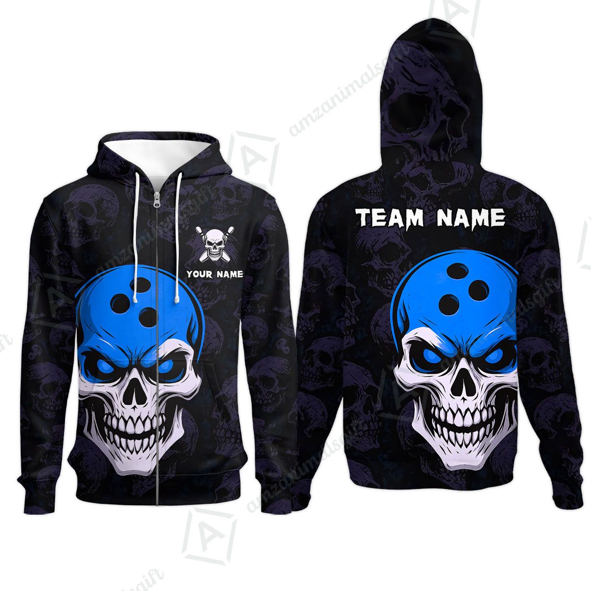 Custom Bowling Team Uniform Jersey Skull Bowling Shirt with Gothic Style, Bowling uniforms, Personalized Name And Team Name