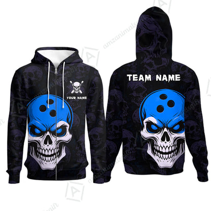 Custom Bowling Team Uniform Jersey Skull Bowling Shirt with Gothic Style, Bowling uniforms, Personalized Name And Team Name