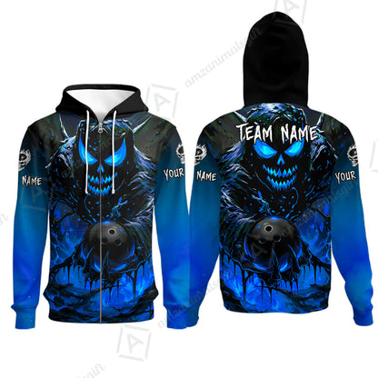 Custom Bowling Jersey Polo Shirt, Hellfire Strike, Custom Bowling Jersey Team Shirt For Players With Name & Team Name