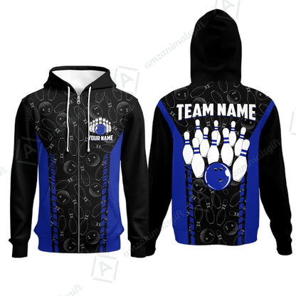 Custom Bowling Unisex Polo Shirts, Bowling Team Jersey Pattern, Bowling uniforms Ball & Pins Multicolor Options