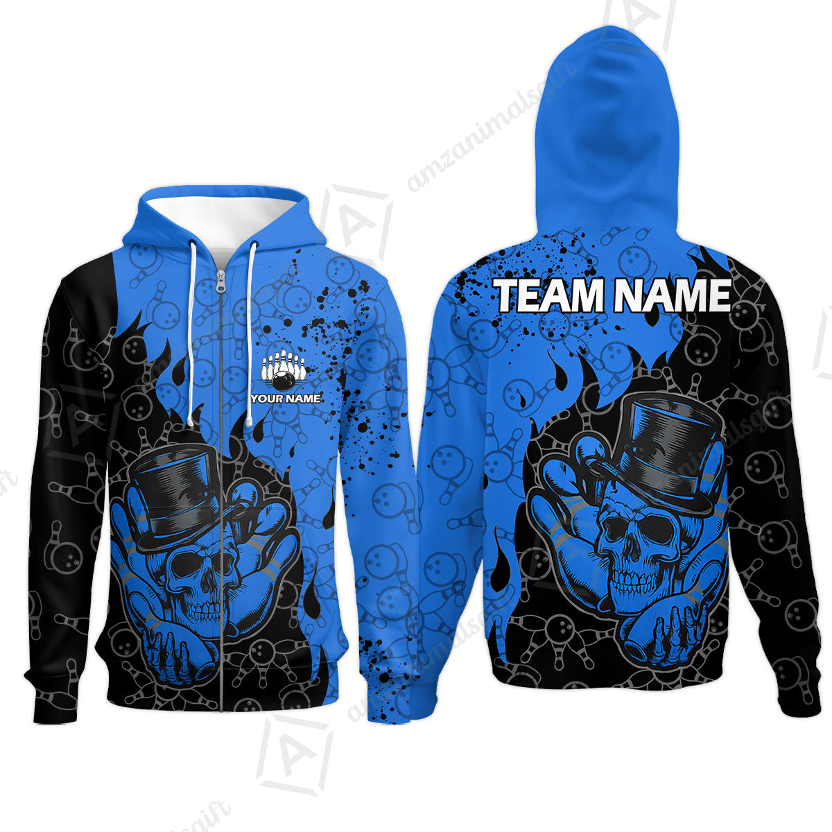 Custom Bowling Team Shirt – Skull Bowling Pattern Multicolor Personalized Jersey Bowling Uniform For League Players