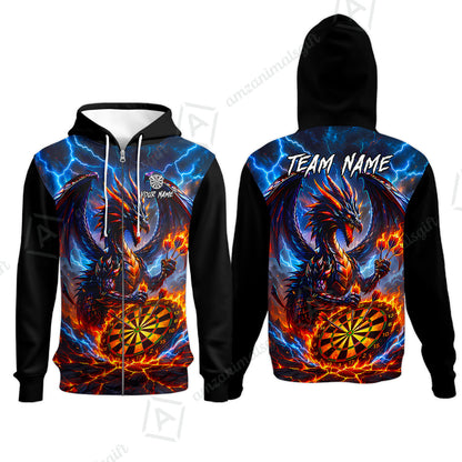 Custom Darts Jersey Polo Shirt, Dragon Fire Darts, Custom Dart Jersey Team Shirt For Players With Name & Team Name