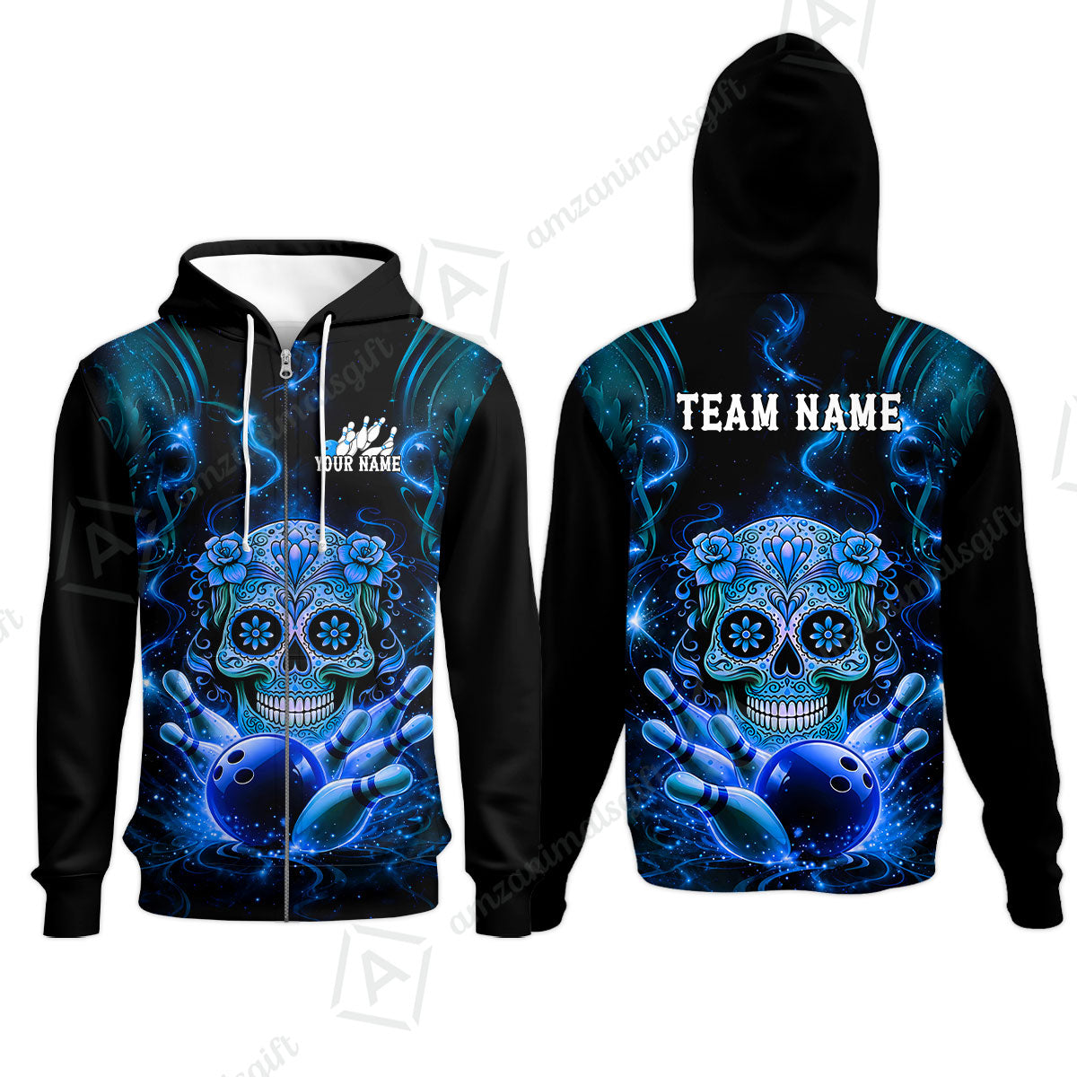 Customized Darts Team Jersey, Sugar Skull Bowler, Personalized Polo Shirt For Players With Name & Team Name