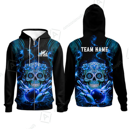 Customized Darts Team Jersey, Sugar Skull Bowler, Personalized Polo Shirt For Players With Name & Team Name