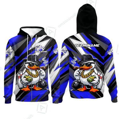 Custom Bowling Jersey Polo Shirt, Boss Hustle Duck Gangster Style, Custom Bowling Jersey Team Shirt For Players With Name and Team Name