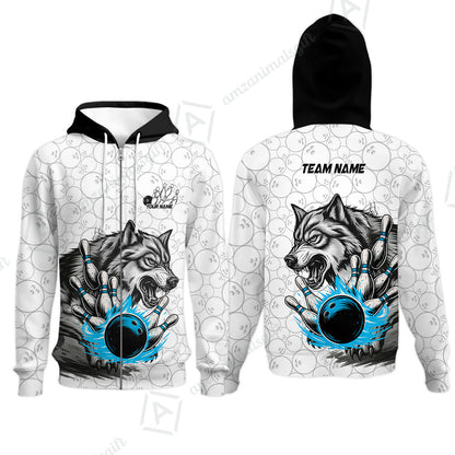 Custom Bowling Team Jersey, Wolf Strike Bowling Jersey Multicolor Polo Quarter-Zip Shirts, Custom Bowling Uniforms Jerseys