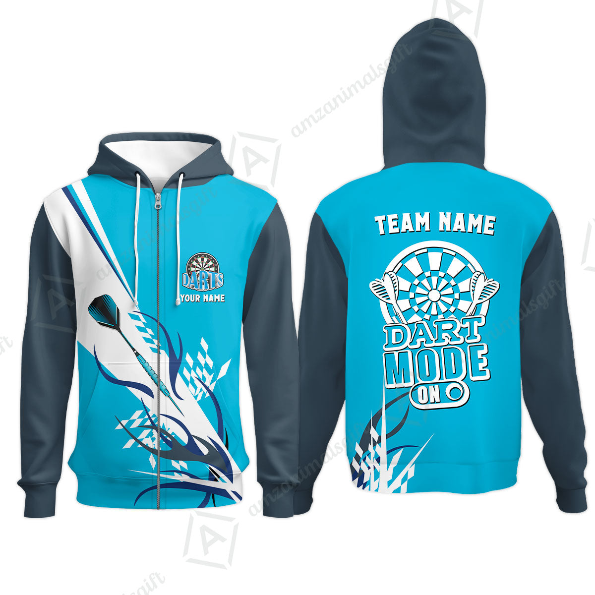 Custom Darts Mode On Multi-Color Team Jersey Polo Quarter-Zip Shirts, Customized Name Team Name Darts Team Jerseys Uniform