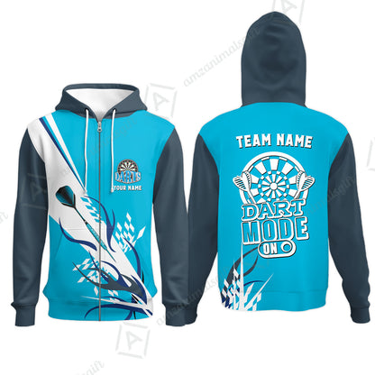Custom Darts Mode On Multi-Color Team Jersey Polo Quarter-Zip Shirts, Customized Name Team Name Darts Team Jerseys Uniform