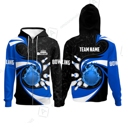 Customized Bowling Jersey Shirt, Bowling Ball And Pins Vortex Pattern Multicolor Customized Name And Team Name For Bowling Team
