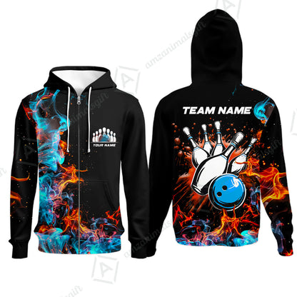 Customized Bowling Team Jersey, Bowling In Fires Multicolor Option Shirts, Custom Bowling Uniforms Jerseys For Bowlers