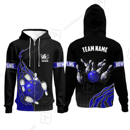 Customized Bowling Unisex Polo Shirt, Bowling And Breaking Pins Multicolor Option Customized Name And Team Name Polo Jerseys Shirts