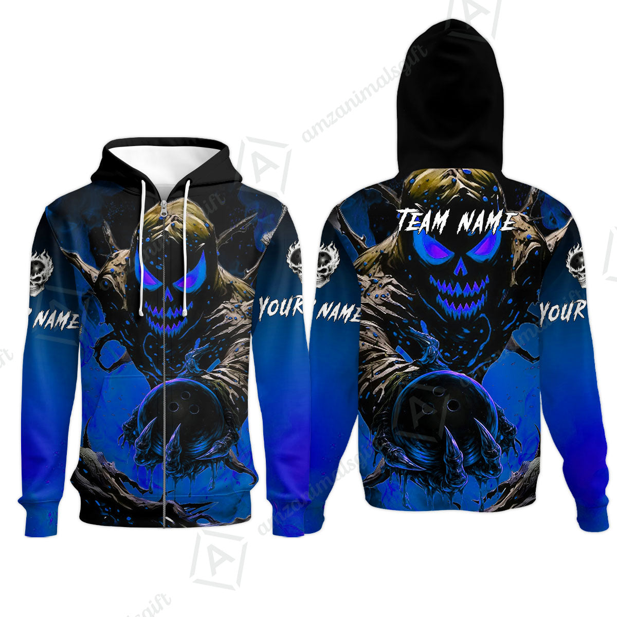 Custom Bowling Team Flat Neck Zip Jersey Shirt, Devil’s Strike Devil’s Strike Power Bowling Edition, Personalized Team Shirt with Custom Name