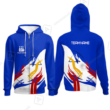Customize Name, Team Name Bowling Jersey, Bowling Team Jersey Multicolor Polo Quarter-Zip Shirts, Custom Bowling Uniforms Jerseys