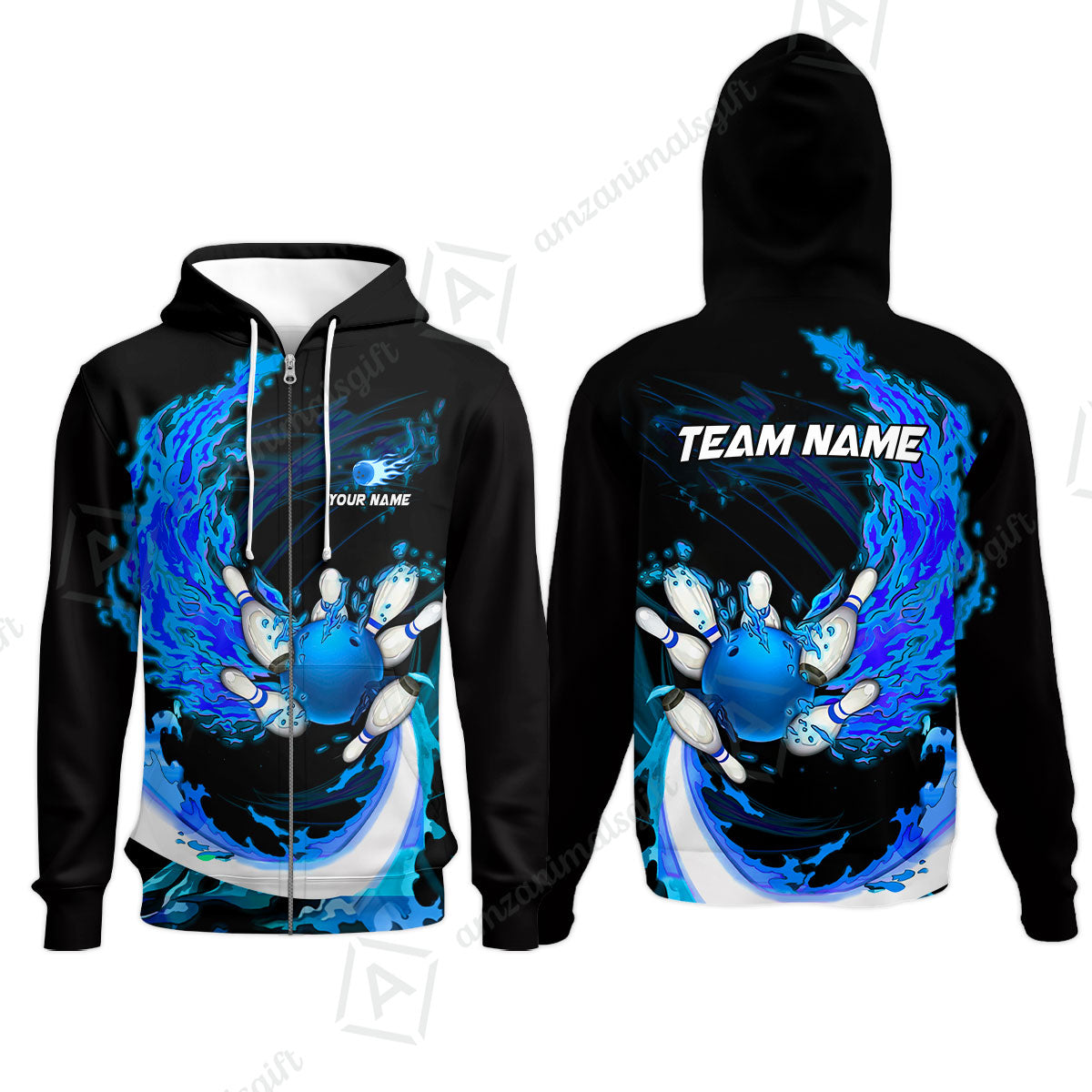 Customized Bowling Polo Team Jerseys, Breath Of Fire Bowling And Pins Multicolor Option Customized Name And Team Name For Bowling Team