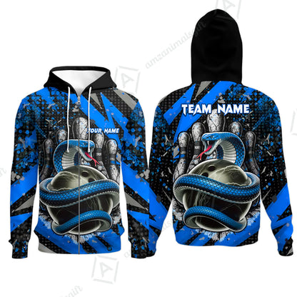 Custom Bowling Team Shirt, Bowling with King Cobra Multicolor, Bowling uniforms, King Cobra Bowling Shirt Personalized Name And Team Name