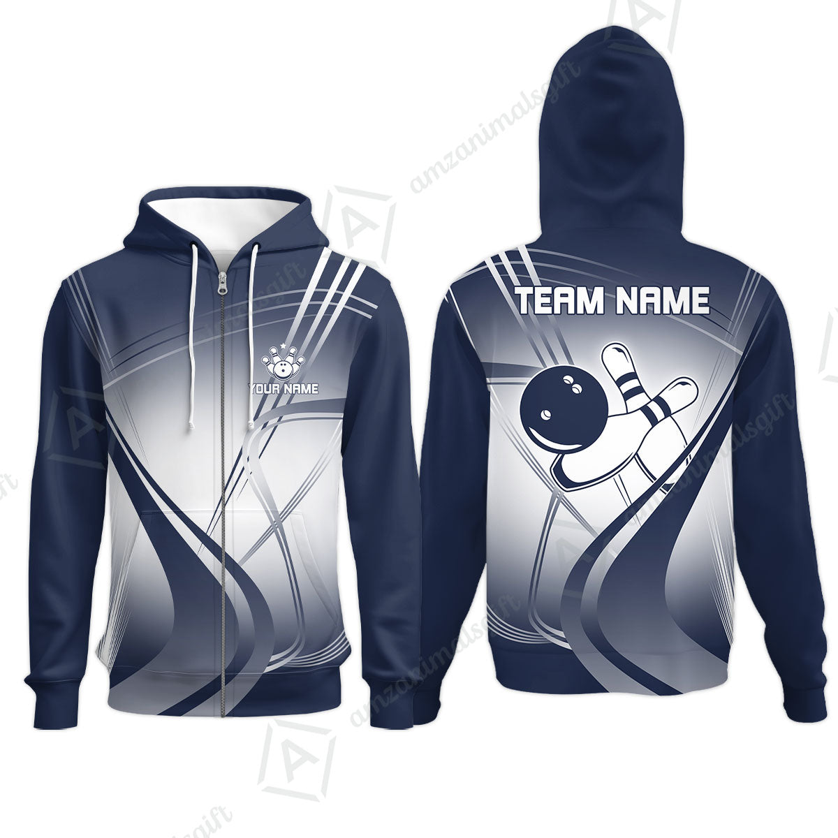 Customized Bowling Zip Hoodie, Custom Bowling Uniform Zip Hoodie, Multicolor Team Style Jersey for Bowlers