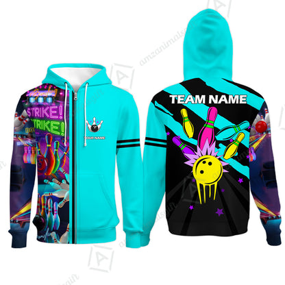 Custom Bowling Team Jersey Neon Bowling Strike Polo Shirts, Bowling Team Uniforms, Personalized Name And Team Name