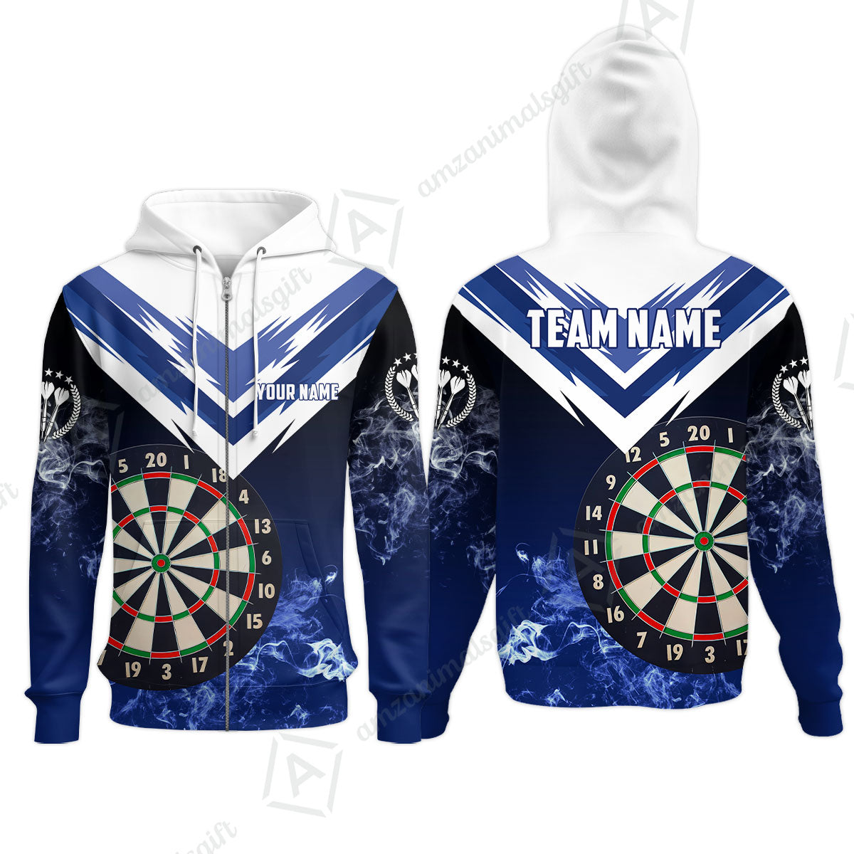Custom Smoke Multi-Color Darts Quarter-Zip Team Shirts, Customized Name Team Name Darts Team Jerseys Uniform