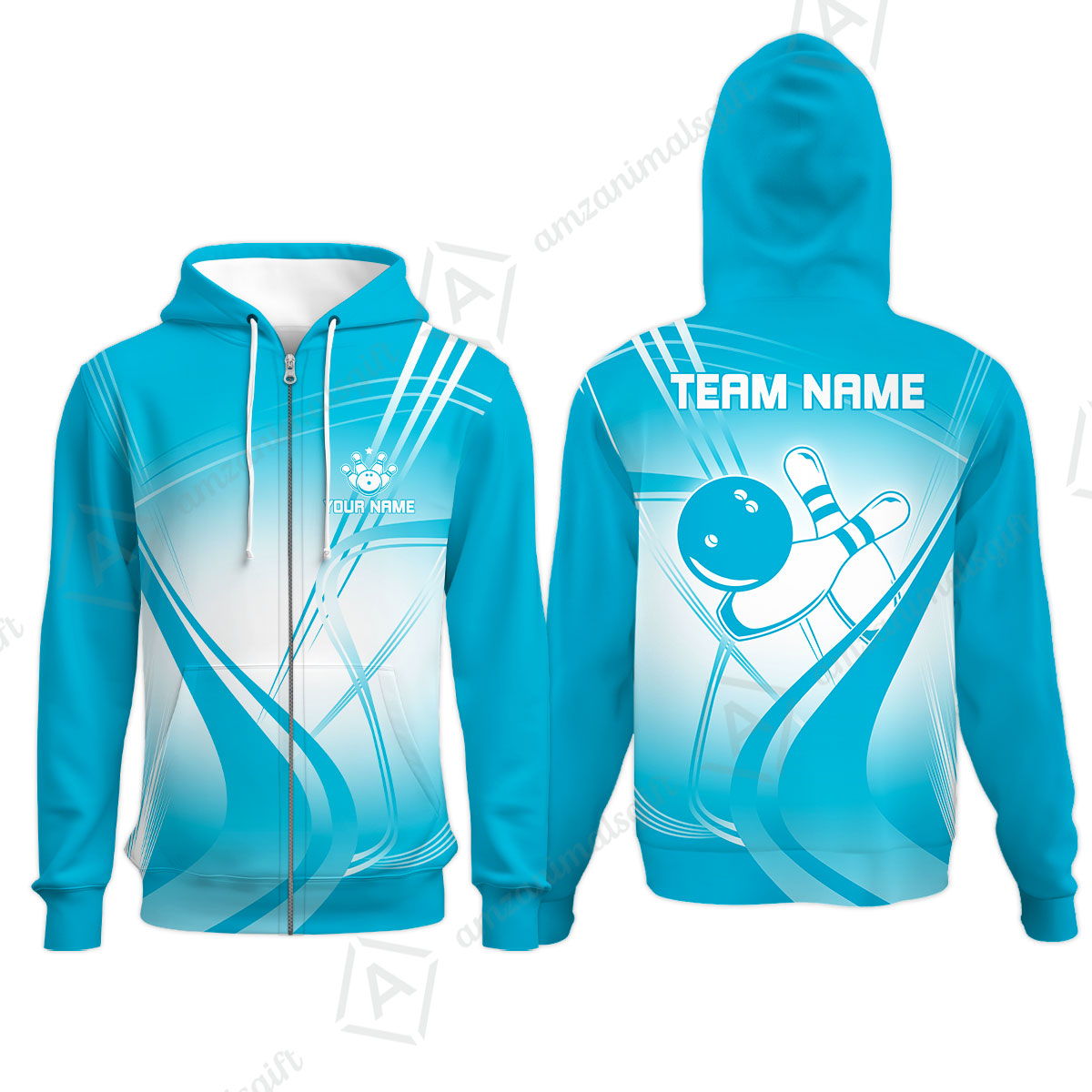 Customized Bowling Zip Hoodie, Custom Bowling Uniform Zip Hoodie, Multicolor Team Style Jersey for Bowlers