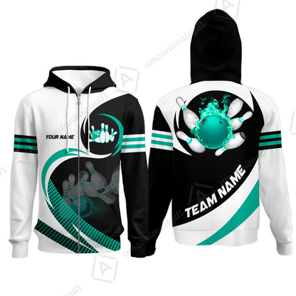 Custom Bowling Team Jersey Shirts, Custom Flame Ball Bowling Uniforms Unisex Polo, Multi Colors Personalized Name And Team Name