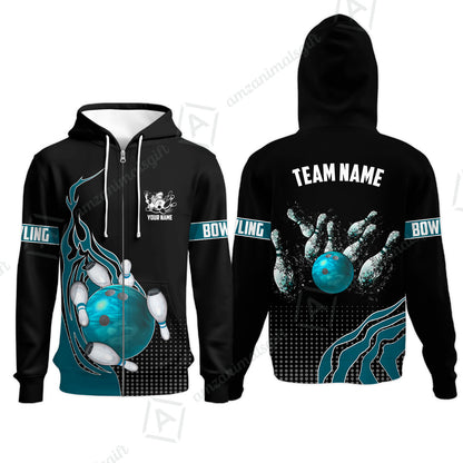 Customized Bowling Unisex Polo Shirt, Bowling And Breaking Pins Multicolor Option Customized Name And Team Name Polo Jerseys Shirts