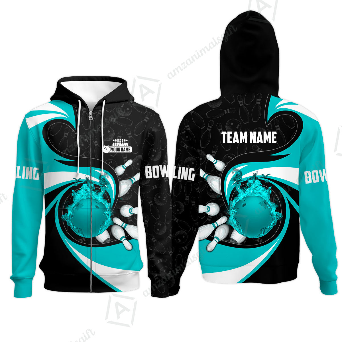 Customized Bowling Jersey Shirt, Bowling Ball And Pins Vortex Pattern Multicolor Customized Name And Team Name For Bowling Team