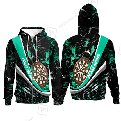 Customized Darts Zip Hoodie, Darts Flaming Magma Multicolor Zip Hoodie Custom Team Jersey For Darts Player