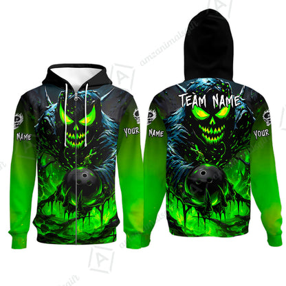 Custom Bowling Jersey Polo Shirt, Hellfire Strike, Custom Bowling Jersey Team Shirt For Players With Name & Team Name