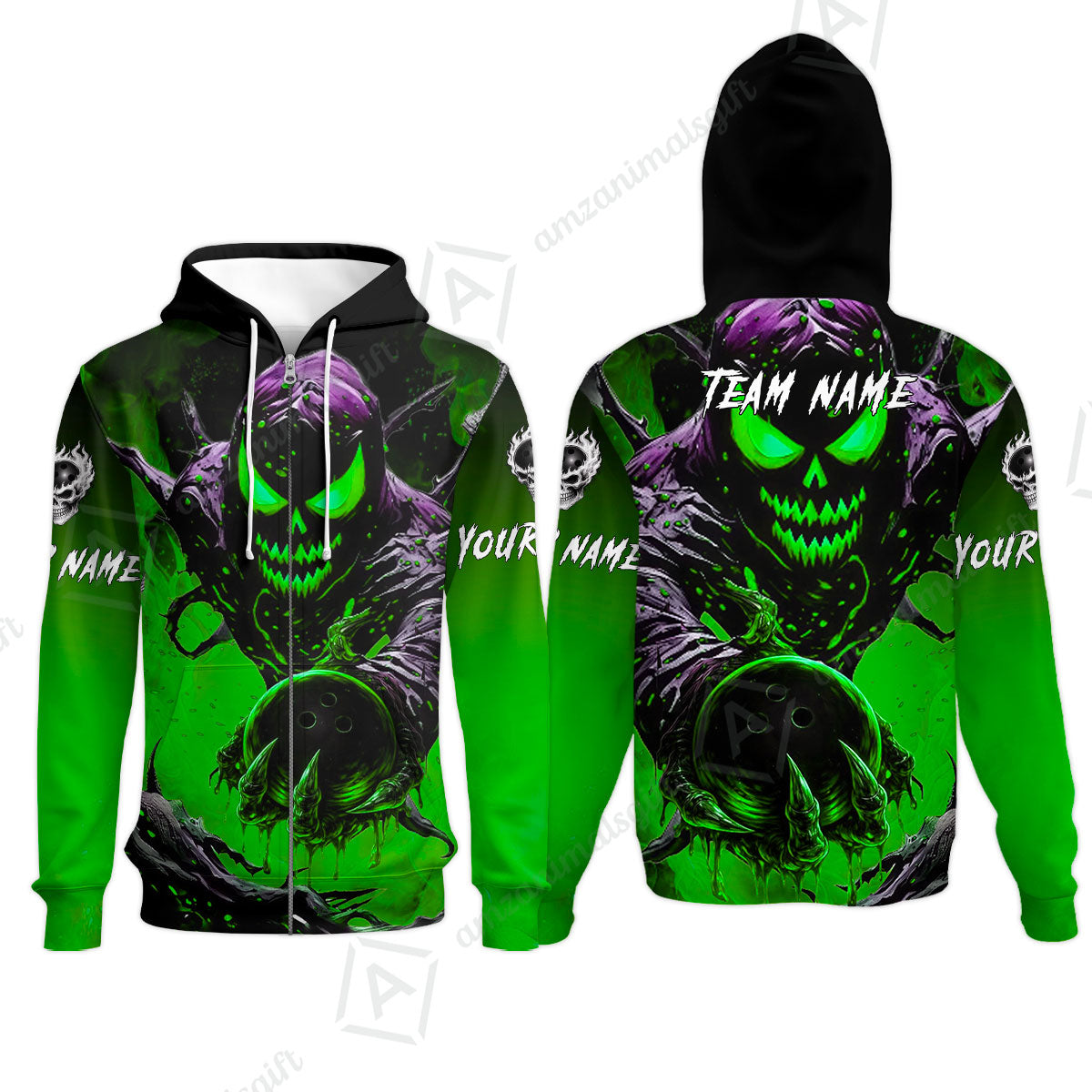 Custom Bowling Team Flat Neck Zip Jersey Shirt, Devil’s Strike Devil’s Strike Power Bowling Edition, Personalized Team Shirt with Custom Name