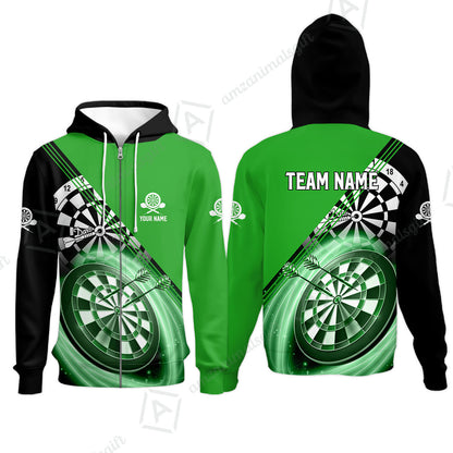 Custom Tailored Darts Team Jersey Polo Quarter-Zip Shirts, Customized Name Team Name Darts Team Jerseys Uniform