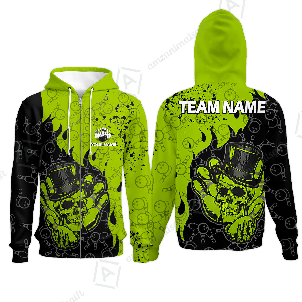 Custom Bowling Team Shirt – Skull Bowling Pattern Multicolor Personalized Jersey Bowling Uniform For League Players