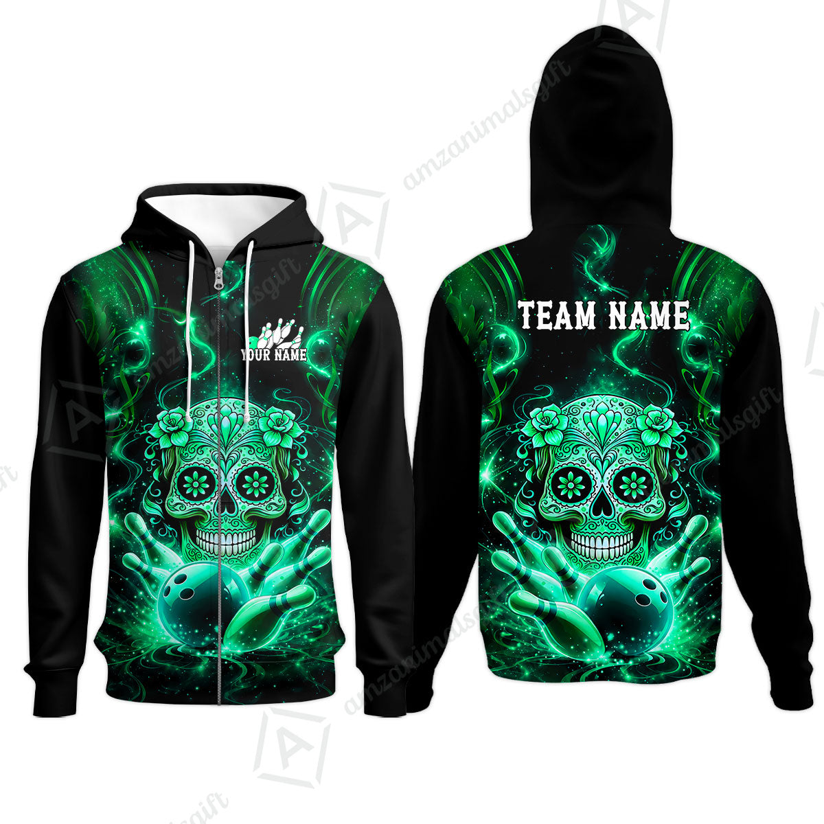Customized Darts Team Jersey, Sugar Skull Bowler, Personalized Polo Shirt For Players With Name & Team Name
