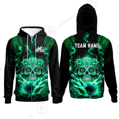 Customized Darts Team Jersey, Sugar Skull Bowler, Personalized Polo Shirt For Players With Name & Team Name